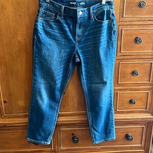 Old Navy boyfriend jeans BUILTIN WARM Sz 6 blue, GUC